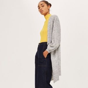 Topshop Heather Gray Blouson Sleeve Cardigan